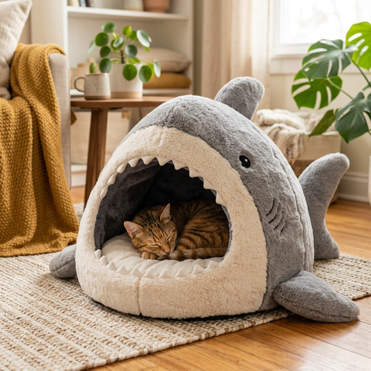 Luxury Plush Shark Pet Bed